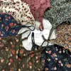NEPLOE CORDUROY VESTIDOS MUJER MID-lengte Bloemen Slanke Jurk Dames Vintage Robe All Match Printing A-Line Strap Jurken 4H757 210422