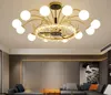 Lampadario a LED dorato di lusso per soggiorno, illuminazione nordica, moderna e minimalista, camera da letto, cristallo di vetro da pranzo