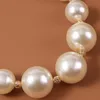 Kvinnlig mode lyxig pärlstav vit stor pärla halsband guldfärg kedja örhängen för kvinnor bröllopsfest smycken set gåvor