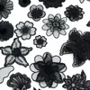 Black lace mesh embroidery flowers Sew On Patches Sewn Applique Sewing Badge Craft Embroidered DIY For Clothes Trousers THY14889