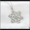 & Pendants Drop Delivery 2021 Crystal Snow Shape Snowflake Pendant Top Quality Sier Plated Rhinestone Necklaces Long Chain Necklace Jewelry F