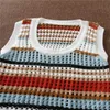 Za Striped Openwork Cropped Vest Sweater Women Sleeveless O Neck Vintage Pullover Female Fashion Loose Spring Sweaters Top 210602