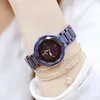 أزياء Crystal Watches العلامة التجارية Starry Sky Women Wath Watch Purple Female Wristwatch للسيدات Montre Femme 210527