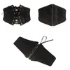 Bälten kvinnor retro bred midja fast färg justerbar elastisk stretchbälte svart dekorativ midjeband ceinture tygtillbehör