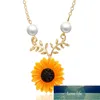 Moda girasol gargantilla collar para mujer linda flor perla colgante dama niñas fiesta joyería accesorios regalo nuevo encanto precio de fábrica experto diseño calidad