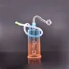 Beautiful Glass Oil Burner Bong smoking Water Pipes with Thick Pyrex Clear Heady Recycler Dab Rig for Smoking with10mm oil pot and hose