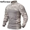 ReFire Gear Tactique Combat Shirt Hommes Coton Uniforme Militaire Camouflage T Shirt Multicam US Army Vêtements Camo Chemise À Manches Longues G1229