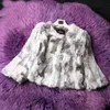 Women Fashion Brand Design Real Genuine Natural Rabbit Fur Coat Female Pure Drop Jacket DFP311 211110