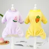 4 Color Dog Apparel Soft Polar Fleece Dogs Pajamas Adorable Puppy Clothes Jumpsuit Pjs Lightweight Cat Coat Pet Clothing Lovely fruit design Strawberry avocado A78