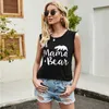 Sommar Mama Bear Fashion Ärmlös Letter Print Kvinnor Tshirt Rund Neck Loose Beach Style Casual Vest Kvinnor Tshirt 210608