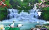 Personalizado bela cachoeira paisagem fundo mural da parede 3d papel de parede papéis de parede 3d para tv pano de fundo338m