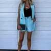 Survêtements femme deux pièces costume gilet manteau et short couleur unie gilet bouton unique jaune sans manches Blazers avec