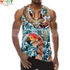 Myth Lucky Fish Graphic Tank Tops For Men 3D Print Sleeveless Carp Leaping Over The Dragon Gate Pattern Top Beach Vest
