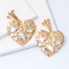 Orecchini d'orecchini di cristallo di cristallo dorato del cuore di lusso Dichiarazione dell orecchini del goccia del rhinestone per le donne Accessori per gioielli di moda
