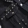Chalecos de hombre Vestido de mezclilla de primavera hombres Estilo británico Rivet Vaquero Sin mangas Chaquetas Moda Slim Fit Negro Jean Chaleco 5xl