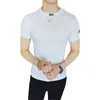 Verão Casual T-shirt Slim Homens Manga Curta O-Pescoço Tops T-shirt Cores Sólidas Bottom Camisetas Algodão Macho Roupa Macio Conforto 210527