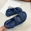 Sandaler denim Blue Hookloop College Student Shoes Woman Sy Lattices Flats Vrouwen Sandalen Girls Cutout Roman Sneakers Women8171914