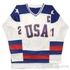 Nikivip Spedizione dagli Stati Uniti Mike Eruzione 21 Jack O'Callahan 17 Jim Craig 30 Miracle On Ice Team USA Maglia da hockey Blu Bianco cucita S-3XL