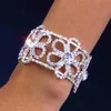 Braccialetti larghi con strass di dichiarazione di Stonefans per le donne Braccialetti di gioielli da sposa per feste di fiori di cristallo da sposa di lusso