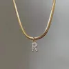 Inlaid zircon brev första hängsmycke halsband för kvinnor guldkedja söt charms collier alfabet halsband smycken vänner gåva