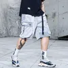 Efungal hip hop knä längdficka reflekterande stripe sommar shorts män mode streetwear lös jogger manlig urban 210714