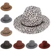 Chapeau Fedora léopard pour hommes et femmes, chapeau Fedora décontracté en feutre, casquette Panama, Jazz Top Caps