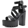 Sandals GIGIFOX 2021 Brand Zipper Chunky Platform Block High Heels Black Gothic Street Cool Summer Casual Shoes Woman