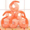 1pc 45 * 45cm Nouveauté Simulational Peluche Crevettes pelées en forme de U Oreiller de cou Crevettes Coussin de viande Jouets pour enfants Cadeaux de Noël Tl0029 Q0727