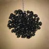 Black Chandelier Lamp Hand Blown Glass Pendant Lighting Chandeliers with LED Light Source Round Hotel Room Kitchen Art Decoration 24 Inches