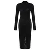 Casual Dresses Wholesale 2021 Women's Black Flannel Long Sleeve Fashion Boutique Celebrity Cocktail Party Dress