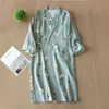 Kimono de style japonais printemps et été 100% coton crêpe dames mince chemise de nuit hommes peignoir robe service à domicile pyjamas 210831