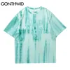 Tee Shirts Streetwear Tie Dye Print Short Sleeve Tshirts Mens Harajuku Casual Cotton Fashion Loose Summer T-Shirt Tops 210602