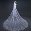 4M однослойный женщины, задний собор длинные свадебные вуаль вышитые цветочные кружева аппликация Scalloped отделка свадебная вуаль с гребенью x0726