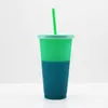 Color Changing Cups Tumblers Drinkware With Lids Straws Reusable Plastic Cold Cup For Adults Kids HH21-320