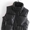 ZXQJ Gilet imbottito corto in cotone moda donna Gilet imbottito vintage senza maniche Capispalla femminile Chic Top 211105