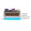 Self-watering Flower Bed Flower Pot Long Strip Double Layer Lazy Visible Water Level Flower Pot Indoor Home Garden Decoration 210922