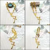 Beaded, Strands Bracelets Jewelry Yellow Transparent Acrylic Beaded Bracelet Jesus Cross Rosary Religious Drop Delivery 2021 Yrxlp