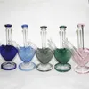 Love Hearts Glass Bongs Water Pipe Heady Dab Rigs Hookah Glass Bong Beaker Shisha Hookahs With 14mm Heart Shape Smoking Bowl