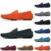 Scarpe casual in pelle scamosciata da uomo non di marca di alta qualità nero azzurro rosso grigio arancione verde marrone uomo slip on scarpa in pelle pigra 38-45