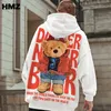 HMZ Hip Hop Streetwear Sweatshirt Hoodie Men Bear Letter Print Pullover Autumn Harajuku Cotton Casual Hooded 220315