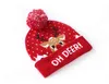 Promotie Custom Jacquard gebreide beanie hoeden, acryl beanie hoed voor kerstmuts met led