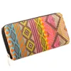 Fashion Large Capacity Multi Card Slot Long wallet Zipper Ethnic Geometric Pattern Canvas Wallet Mobile Purse Holder