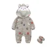 Kış Kar Bebek Kalın Kıyafetler Giysi Yenidoğan Ceketler Hoodies Polar Erkek Tulum + Ayakkabı Setleri Bunny Kostüm Prematüre Künye 210413