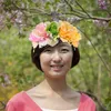 장식용 꽃 화환 1pc 꽃 머리띠 소녀 머리 장식 액세서리 인공 장미 꽃 후프