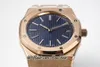 ZF Jumbo Extra Thin A2121 Automatisk Herrklocka 39 mm Rose Gold Blue Textured Urtavla Rostfritt stål Armband Super Edition Klockor Puretime B2