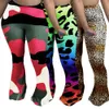 Dames Leopard Flare Broek Casual Stretch Daily Soft Street Lounge Draag Hoge Taille Broek Evening Party Club Outfits 210525