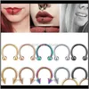 Studs Body Jewelry 1Piece Fashion Stainless Steel Horseshoe Fake Nose Ring C Clip Bcr Septum Lip Piercing Falso Lips Rin