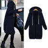 Women Autumn Winter Oversized Hoodies Long Hoodies Sweatshirt Female Long Sleeve Zipper Outerwear Pockets Sudadera Mujer 210928