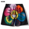 Parodie fleur graffiti smiley visage graphique pantalons de plage hommes rue hip-hop shorts surf sport basket-ball 210806