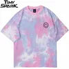 Uomini Tie Dye Lettera Stampa T Shirt Hip Hop Streetwear Harajuku Maglietta Estate Manica Corta T-Shirt Cotone Casual Top Tees 210726